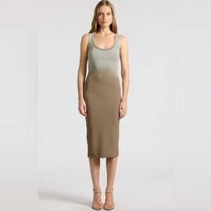 Cotton Citizen Verona Ribbed Midi Dress in Camel Cast- NWT
